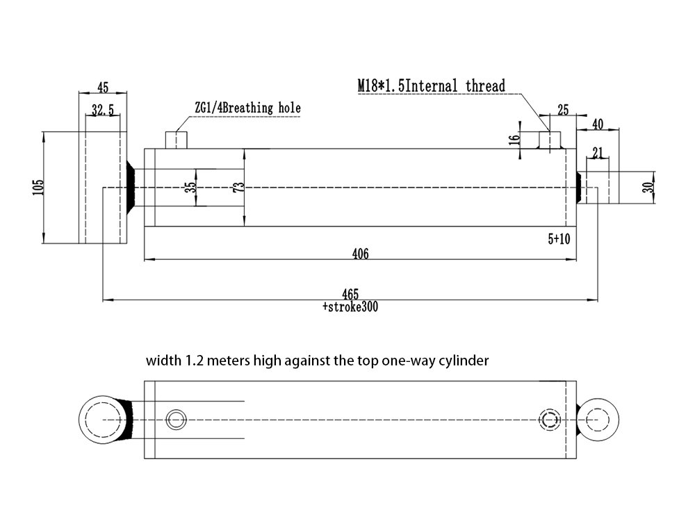 HSGHG-E-63×30-cilindro hidráulico de simple efecto-diseño-dibujo