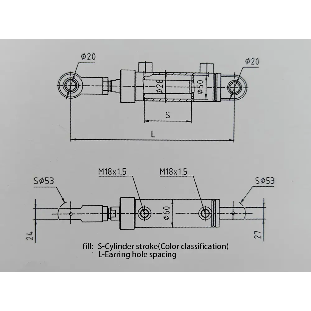 technische_Parameter_Zeichnung_Hydraulik_Zylinder